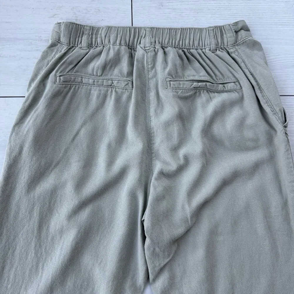 H&M Mens Medium Green Linen Blend Chino Pants Lightweight Casual Coastal Preppy